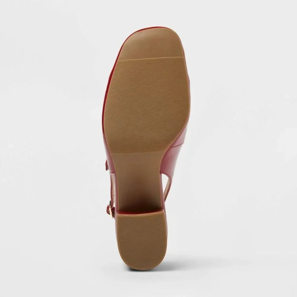 a new day Red Patent Slingback Block Heel Wedges